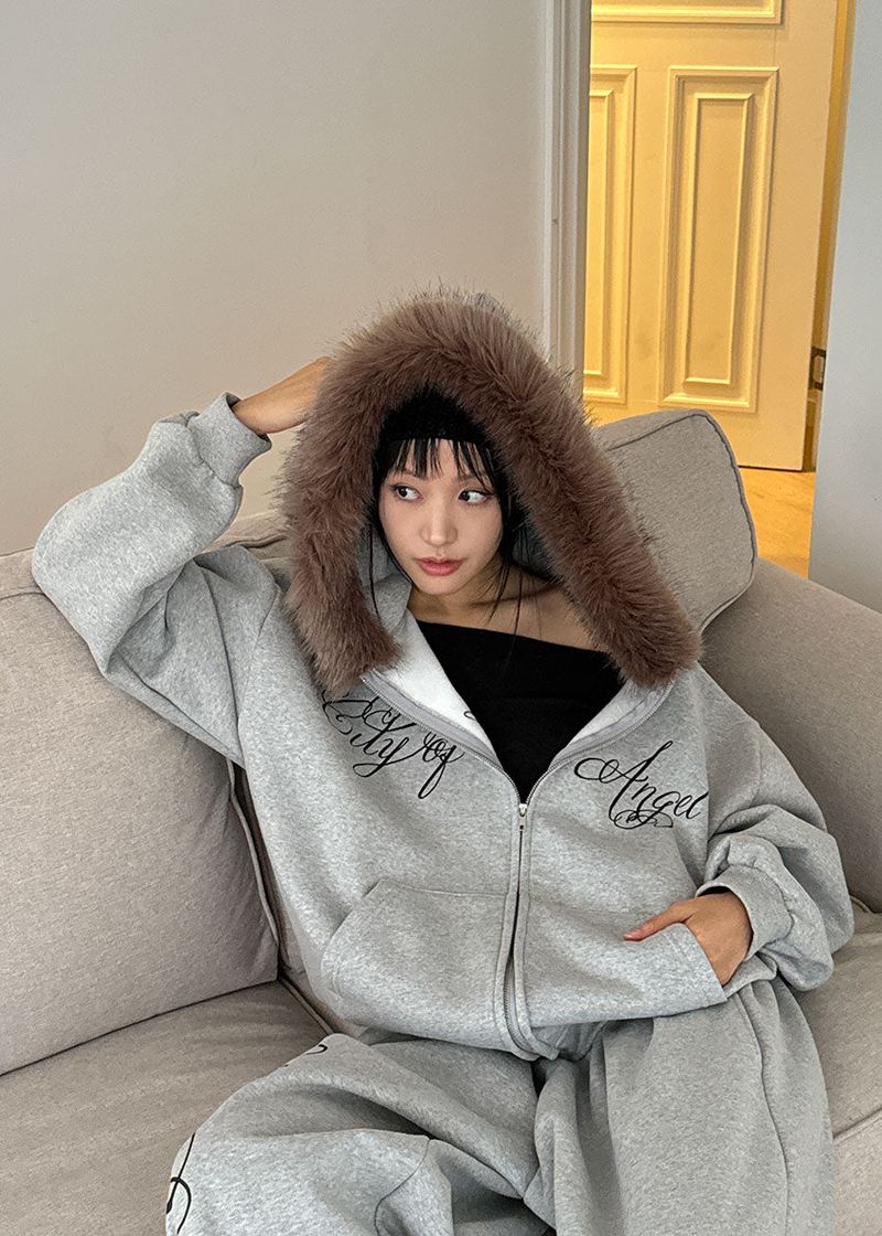ANGEL FUR HOOD ZIP-UP