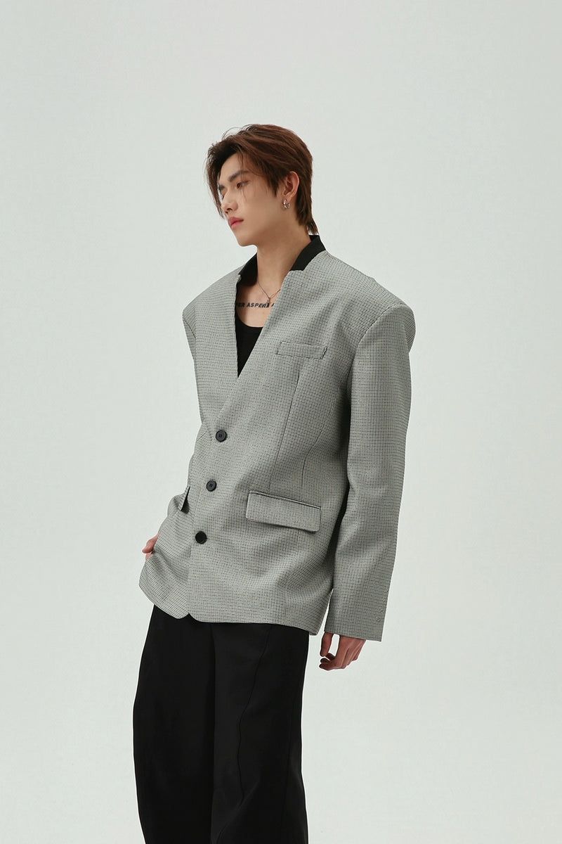 TURNTIDE（ ターンタイド）の「Plaid Single-Breasted V-Neck Blazer（Jackets/Outerwear）」
