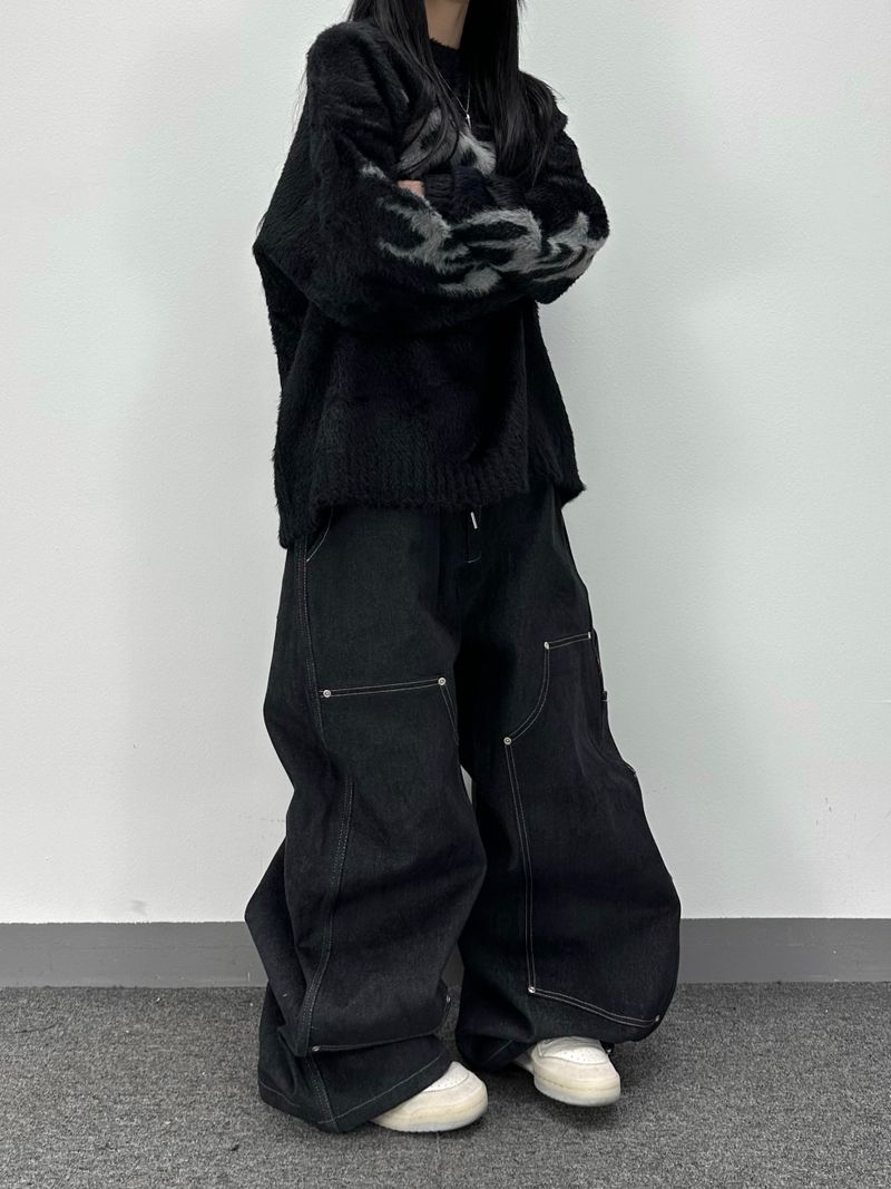 double-knee big denim carpenter pants