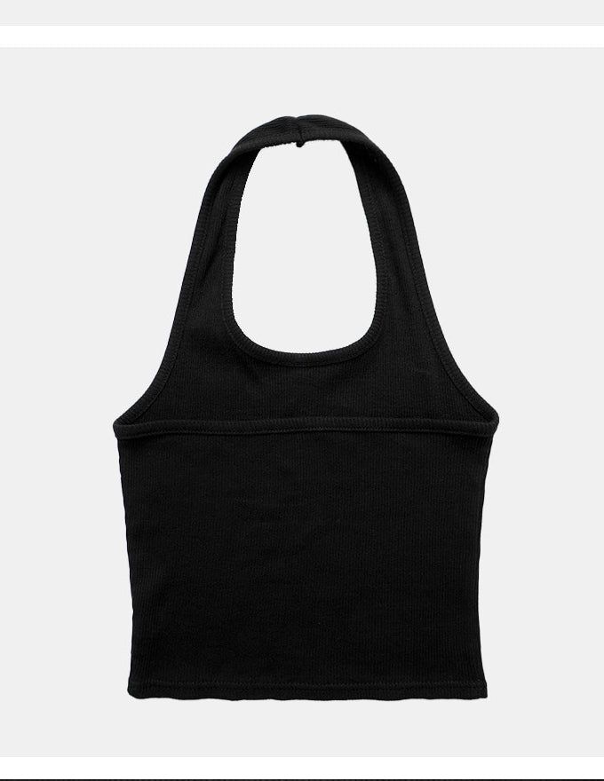 Vintage American Halter Neck Ribbed Top