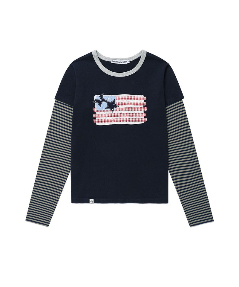 OLD GRORY RINGER LAYERED LS TEE NAVY(CV2GFFT558A)