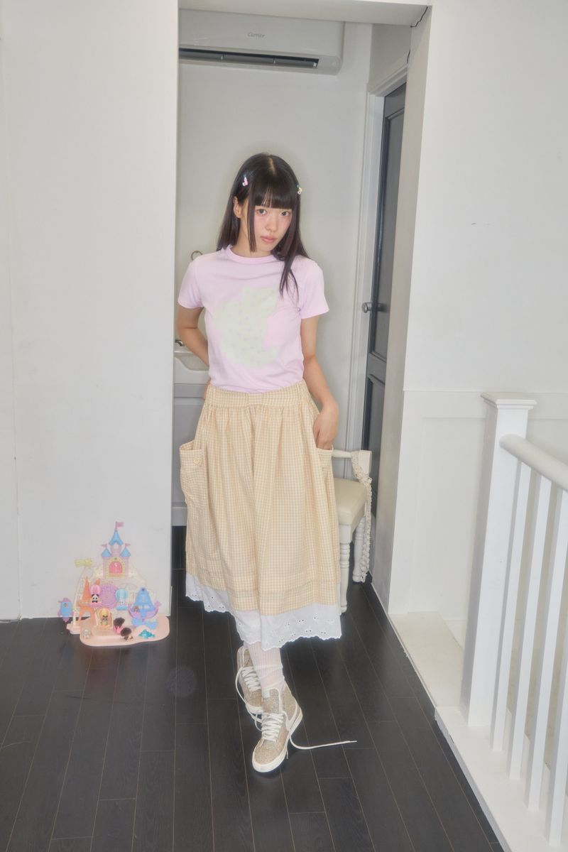 BONO POCKET GINGHAM SKIRT (CREAM)