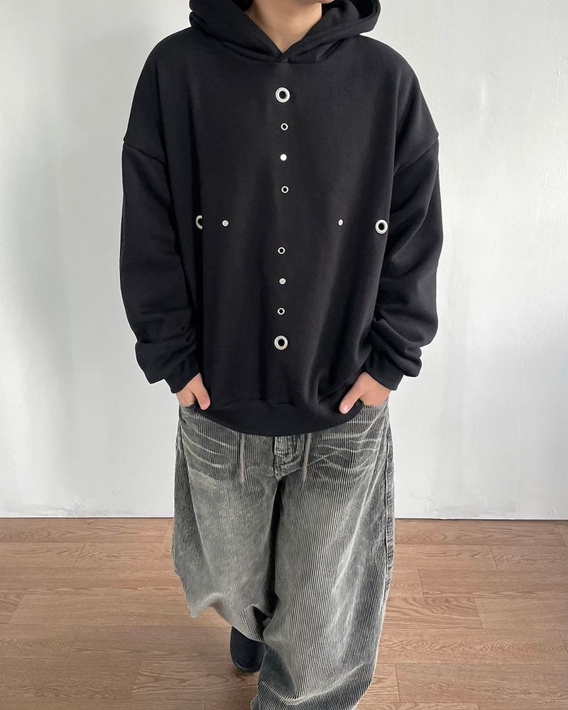 クロスアイレットナッピングパーカー