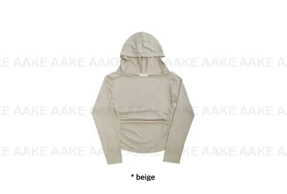 BOAT-NECK SHIRRING HOOD TOP