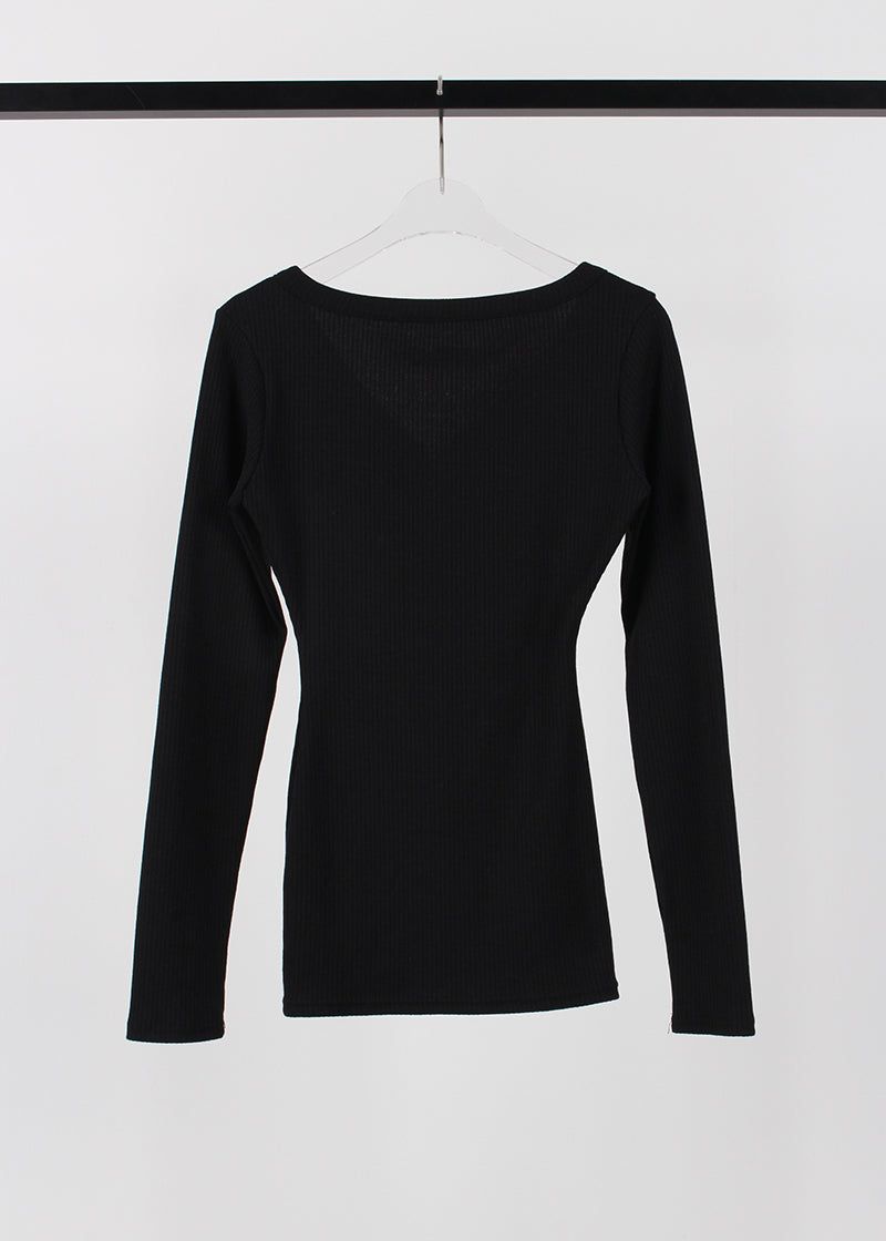 RIB BUTTON LONG TEE