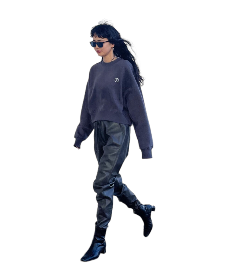 プリントクロップドスウェット/Print Cropped Sweat-CHARCOAL