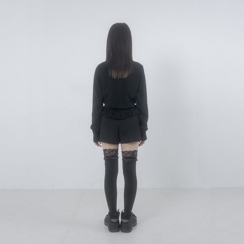 Frilling knit cardigan 001