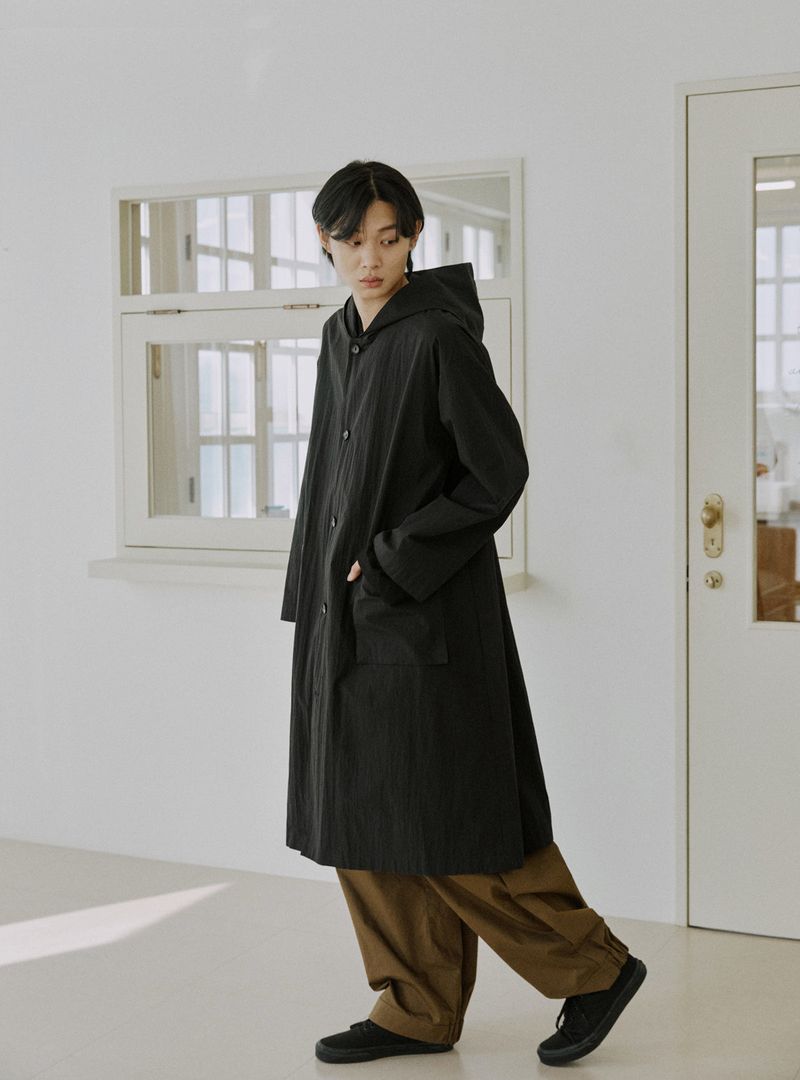 unisex long hood coat black