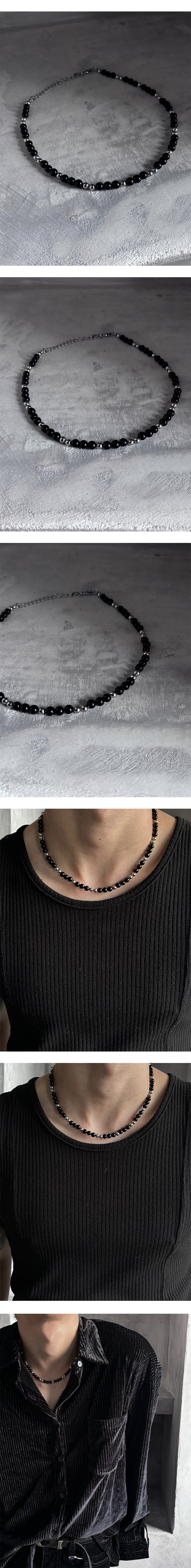 [HANDMADE] Black ornix stone necklace