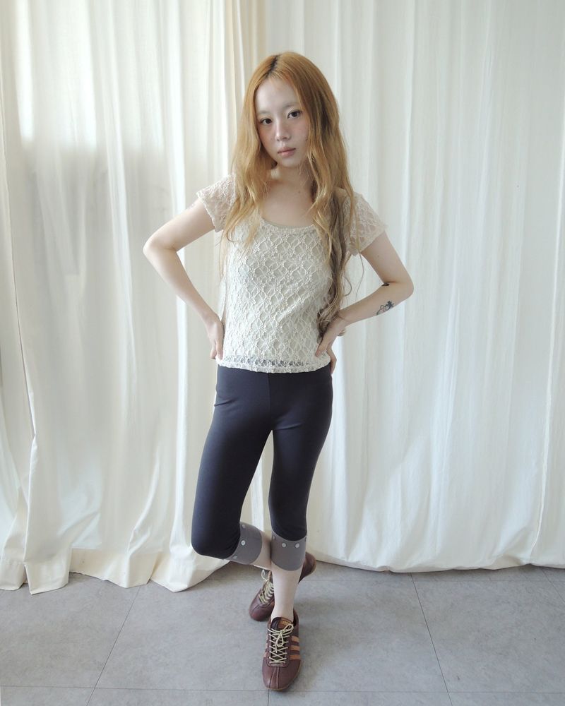 BUTTON CONTRAST LAYERED LEGGINGS
