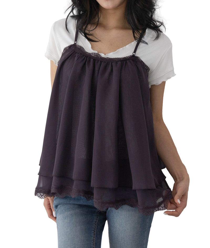 Pony Adjustable Strap Chiffon Top