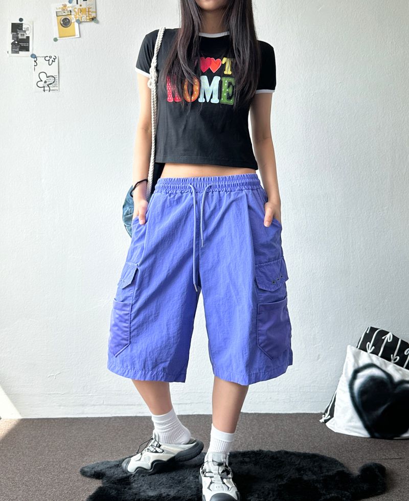 Homecandy Contrast Ringer Crop Tee 2color