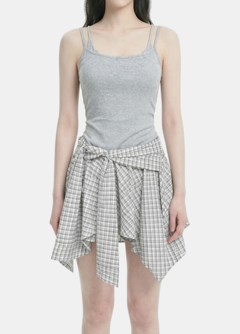 Aven Slim Sleeveless Check Wrap Dress