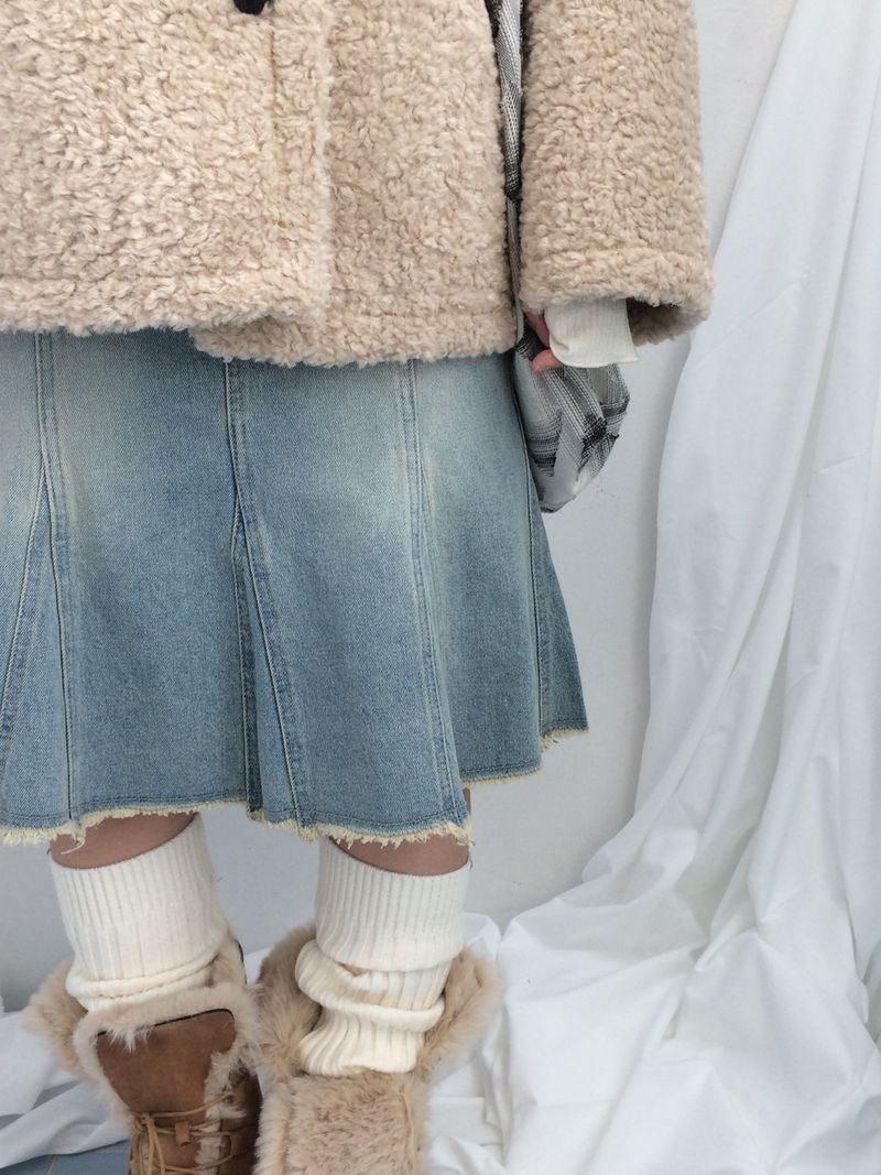 highneck puffy fur jacket