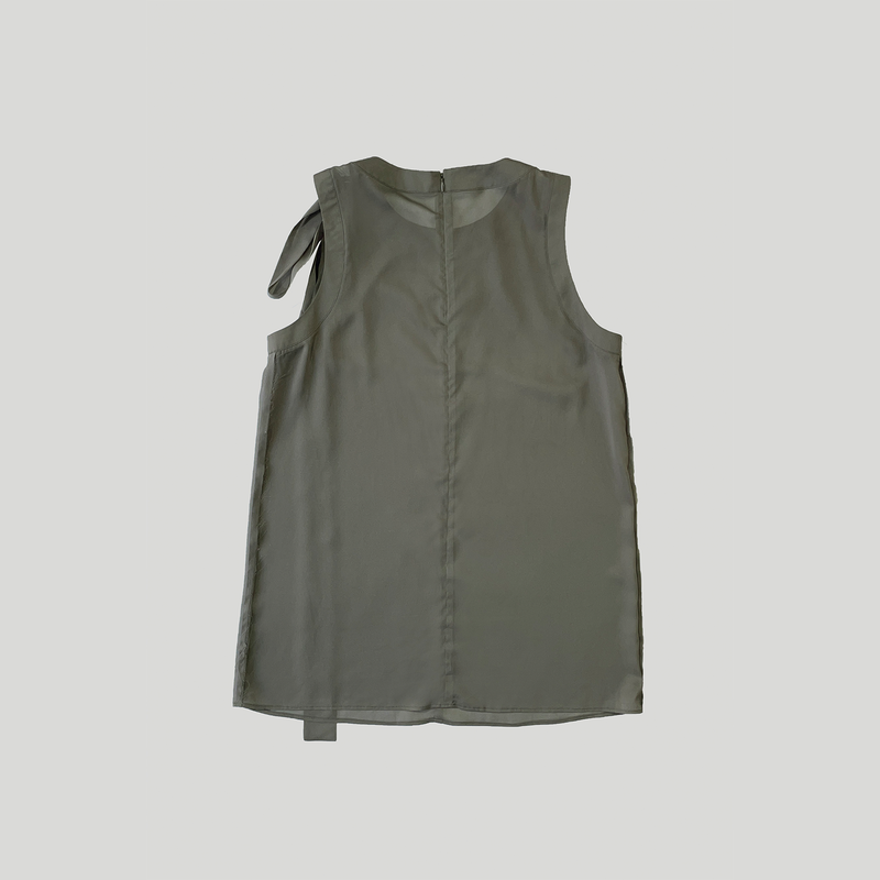 RIBBON MINI DRESS: KHAKI