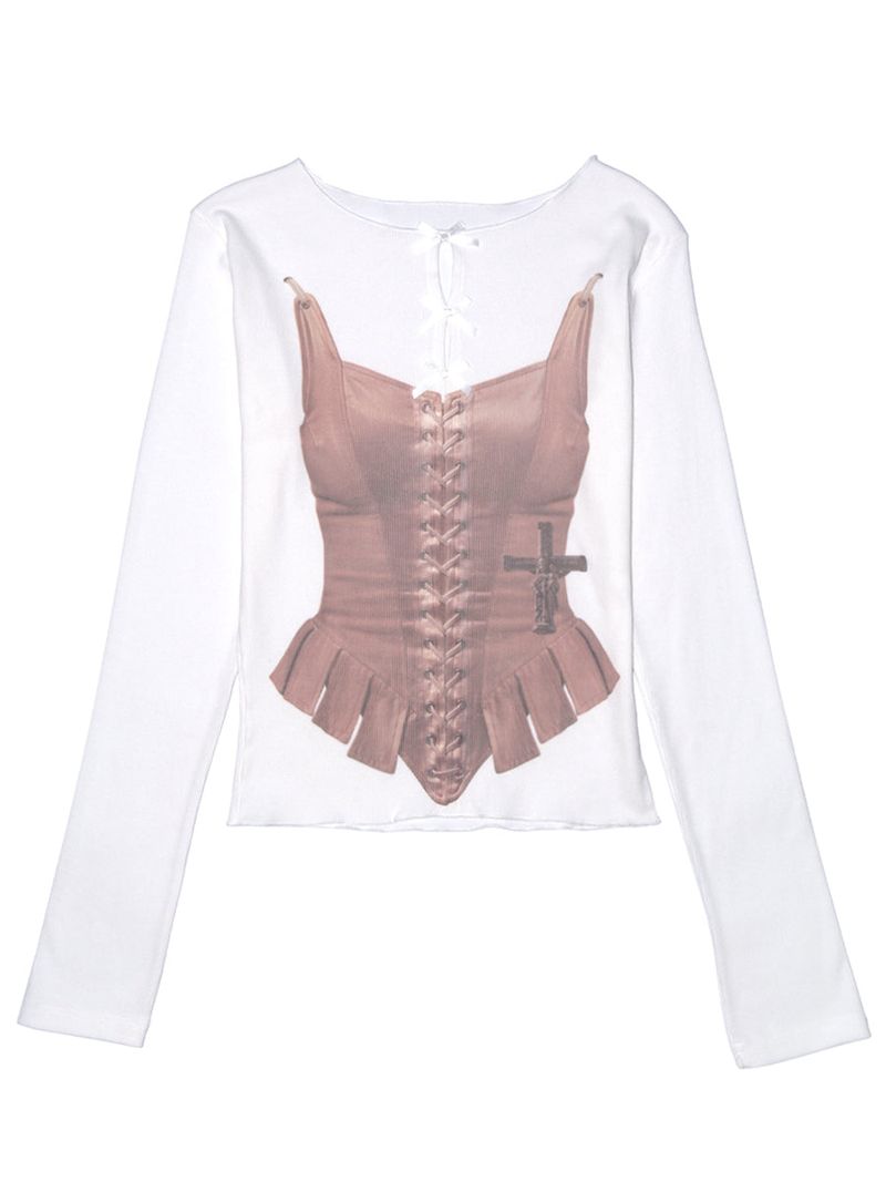 KATER（カーター）の「Corset bow long sleeve WHITE（Tops）」