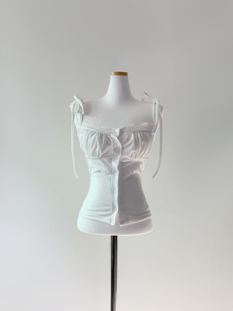 Arzen strap lace top (white)