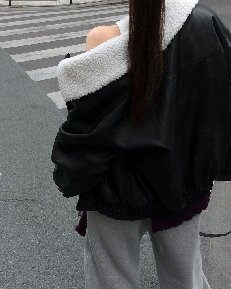 [ORIGINAL] Penta Leather Wool Shearling Jumper