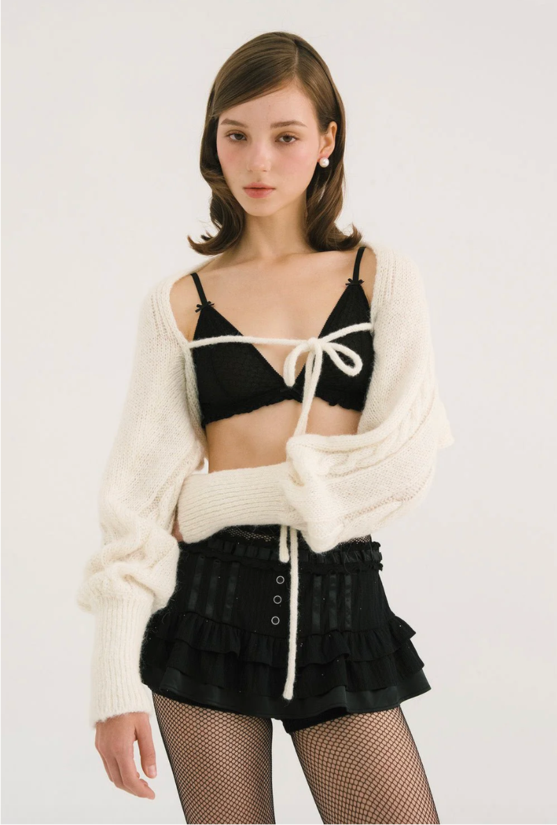 threetimes（スリータイムズ）の「Creamy knit bolero - ivory （Tops）」