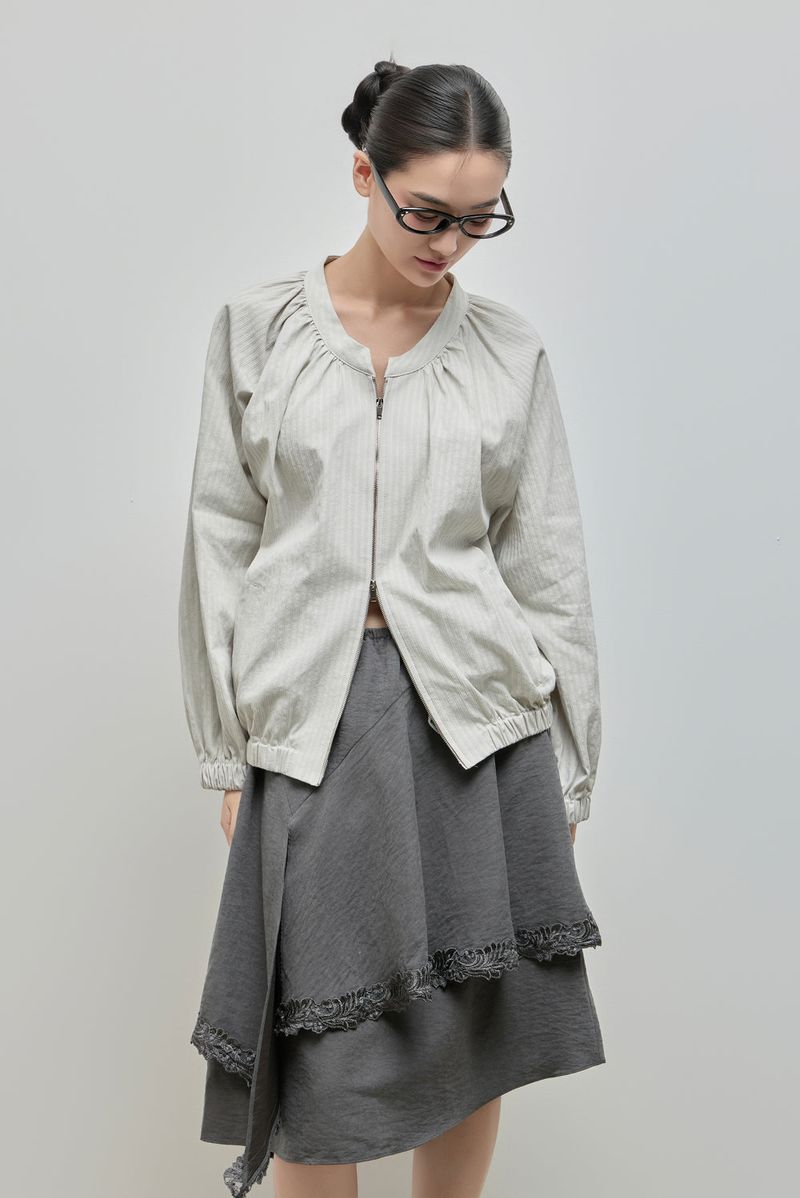Unbalanced Lace Midi Skirt_Charcoal