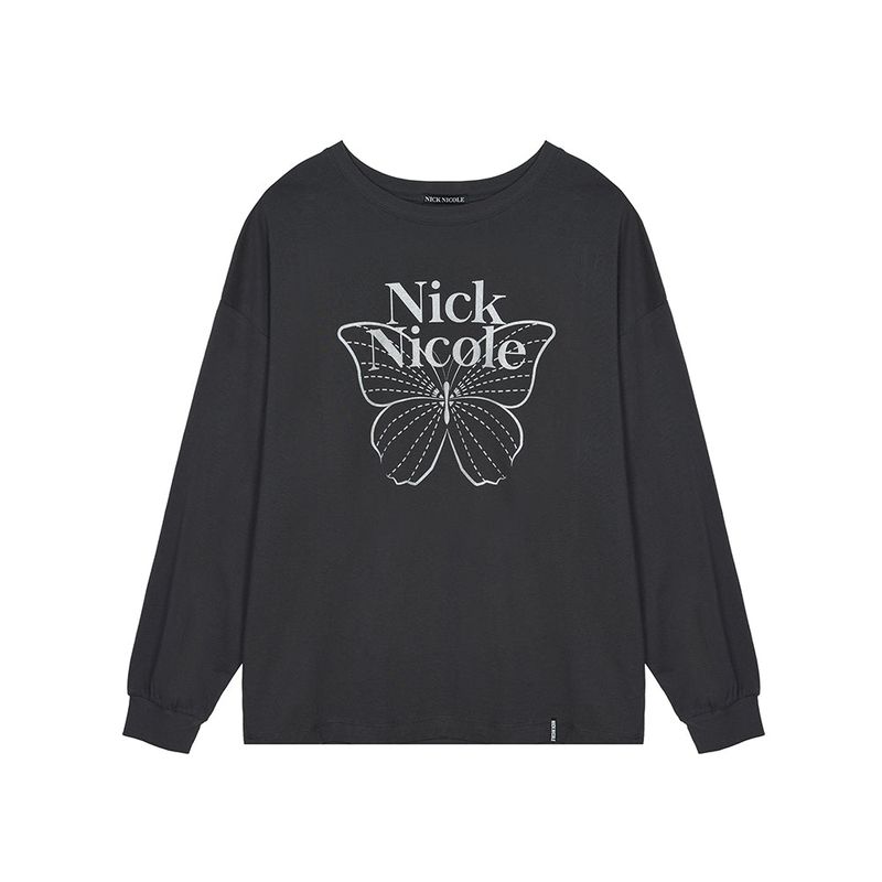 NICK&NICOLE(ニック&ニコール)の「BUTTERFLY SIGNATURE LS TOP_CHARCOAL SILVER(Tops)」