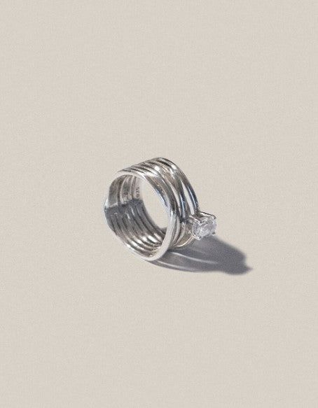 Sunset White Tangled Ring