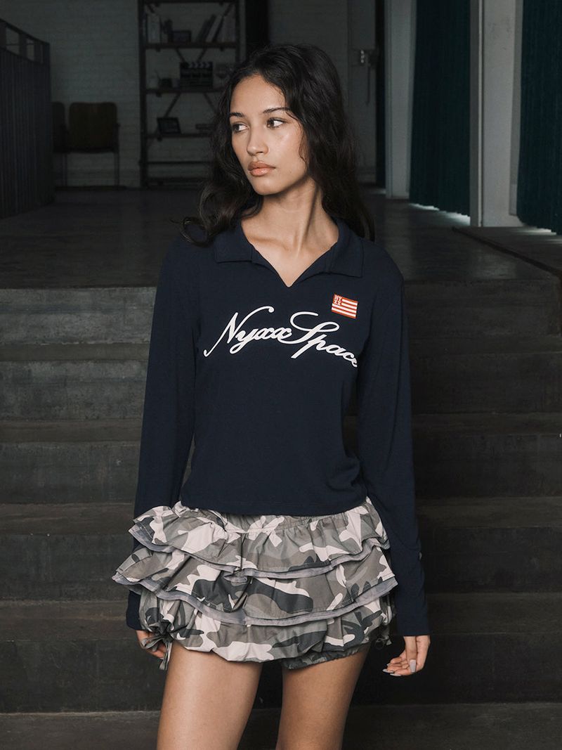 SLIM COLLAR L/S (NAVY)