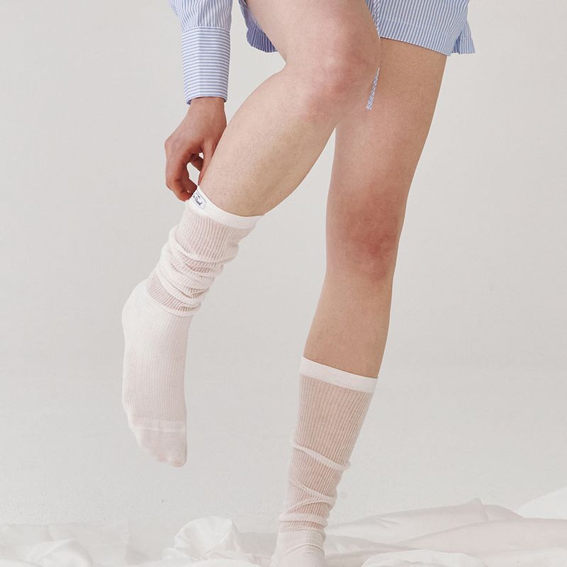 Sheer Ribbed Knee Socks (3colors)