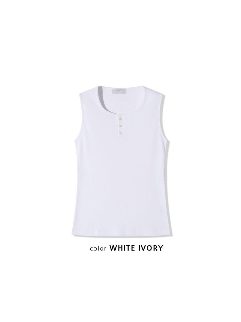 Henley neck sleeveless tee