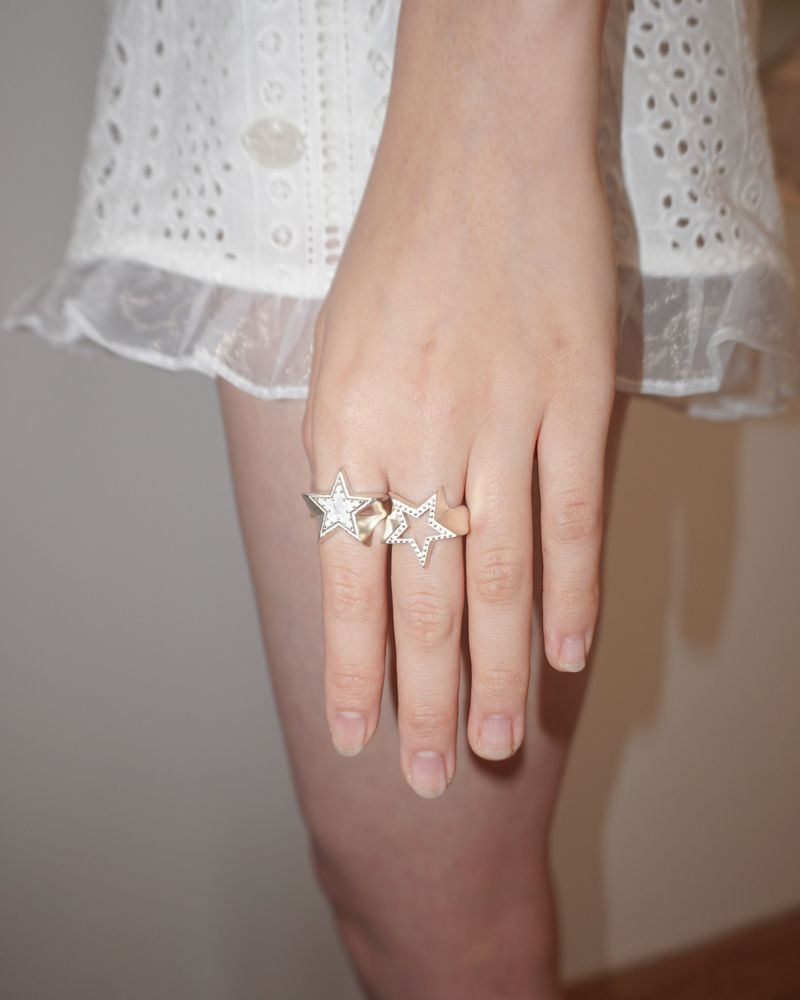 [925SILVER] COOKIE FRAME STAR STUD RING
