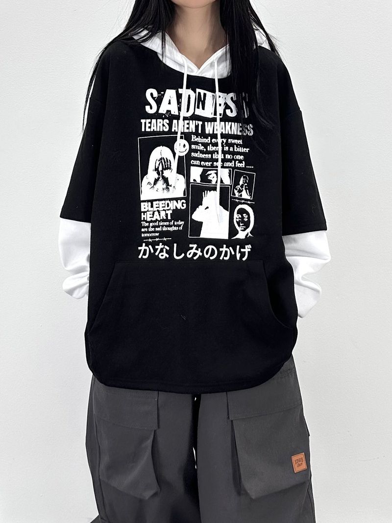crying layered hoodie