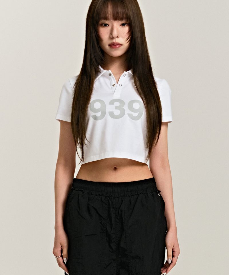 ARCHIVE BOLD（アーカイブボールド）の「939 LOGO COLLAR CROP TOP (WHITE)（Tops）」
