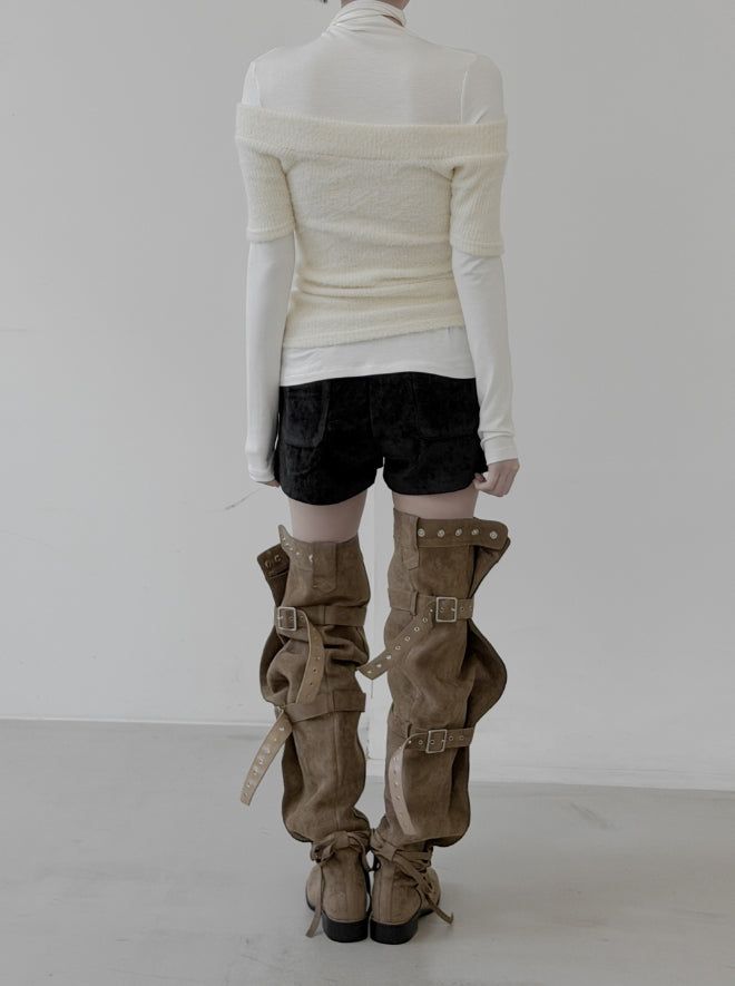 Tsumu Fur Knit Off-Shoulder