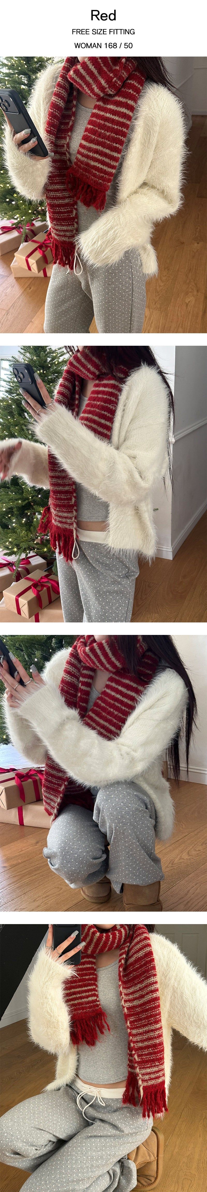 Wool stripe hair muffler(3color)