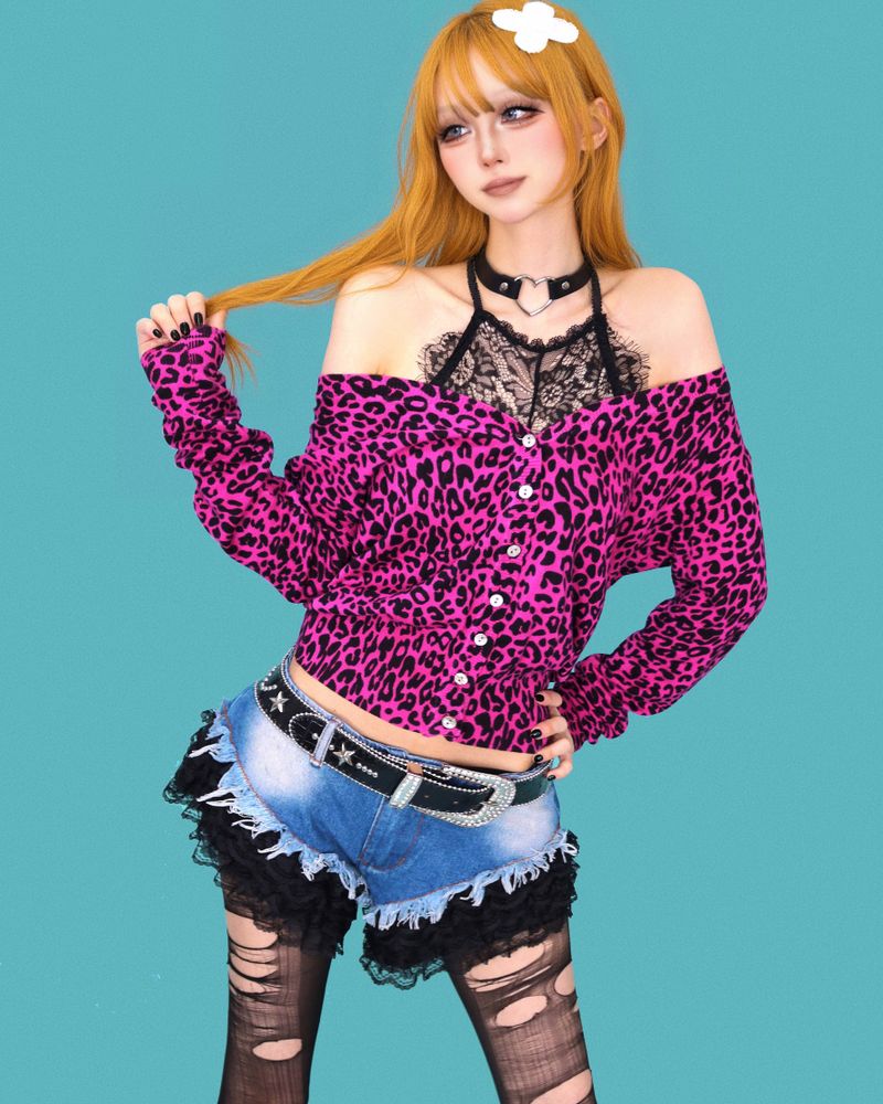 devil lace denim shorts
