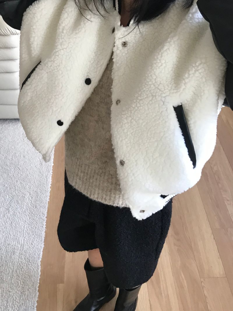 Blando fleece varsity jacket