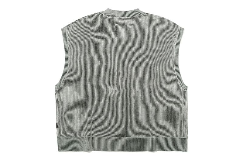 TWO TONE RIB KNIT VEST_GREEN