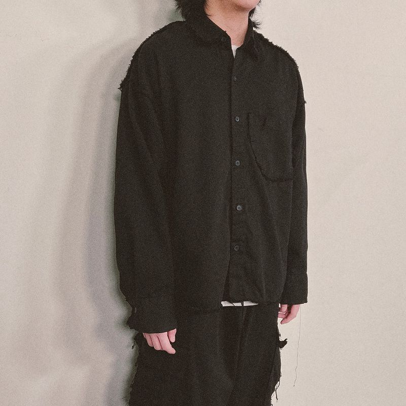 grunge plain shirt_black