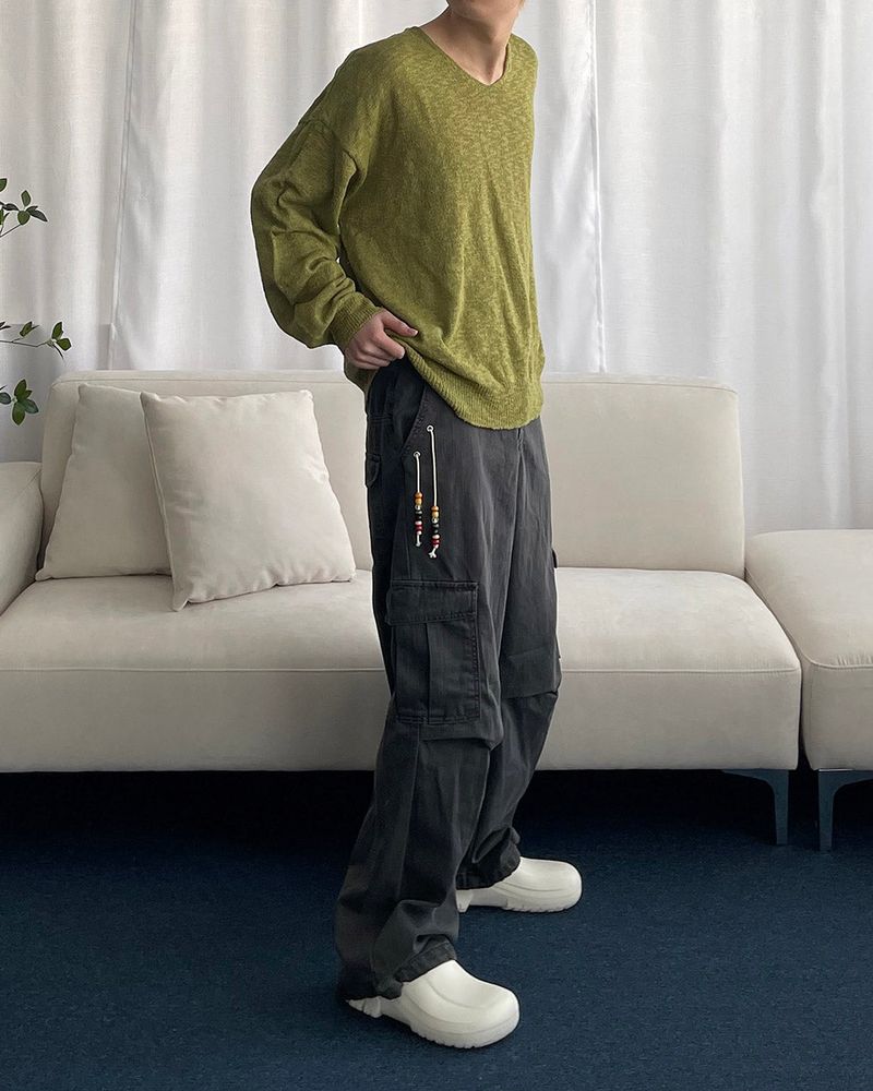 CL Ditto beads Washing cargo pants (3 colors)