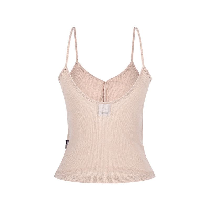 SEETHROUGH BUTTON SLEEVELESS_Beige