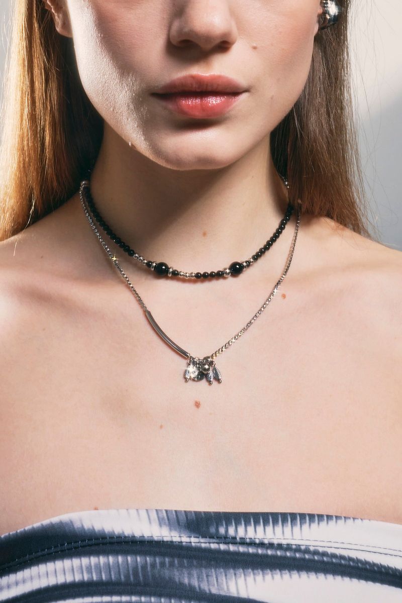 NO.333 [SILVER] BLACK PEARL NECKLACE