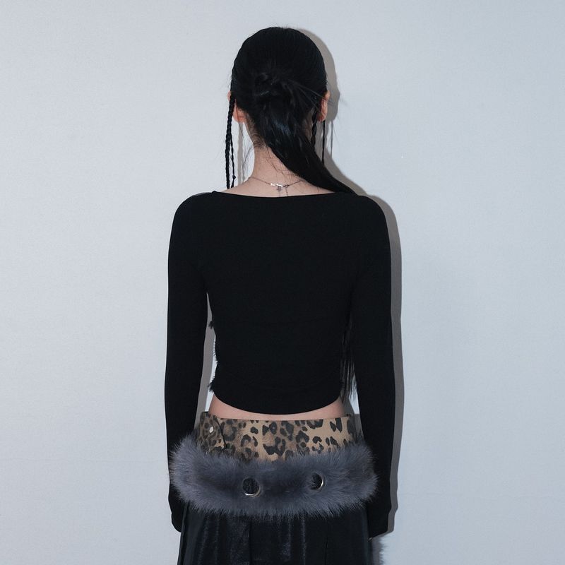 cross patch lace sleeve - black
