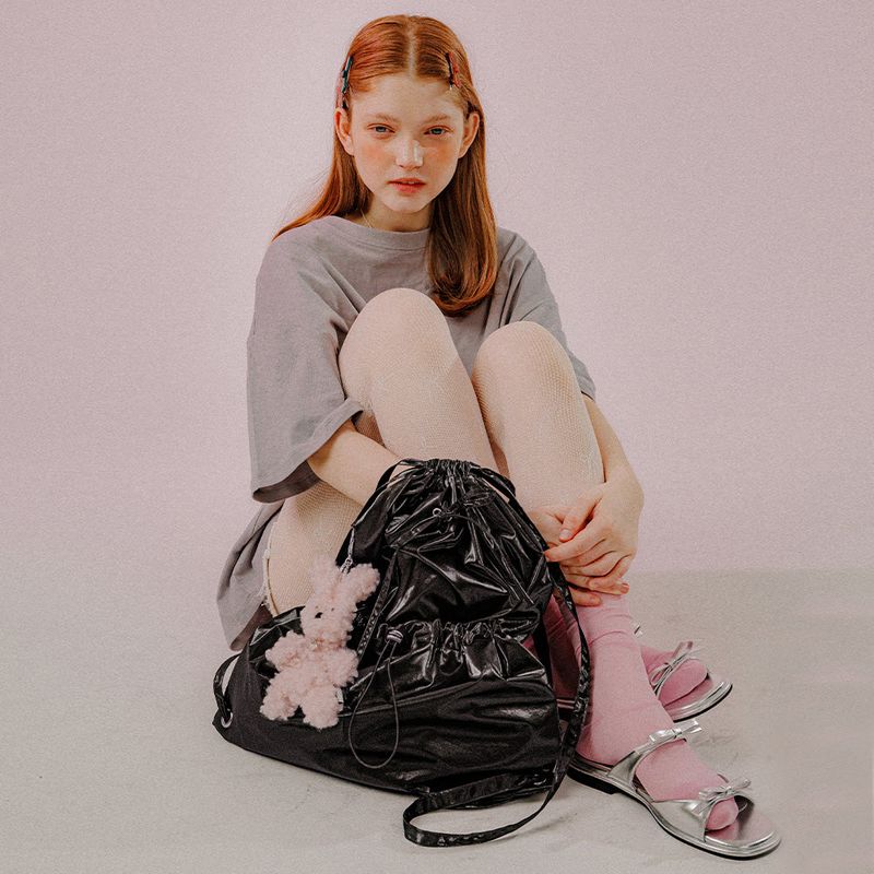 METALIC STRING BAG (BLACK)
