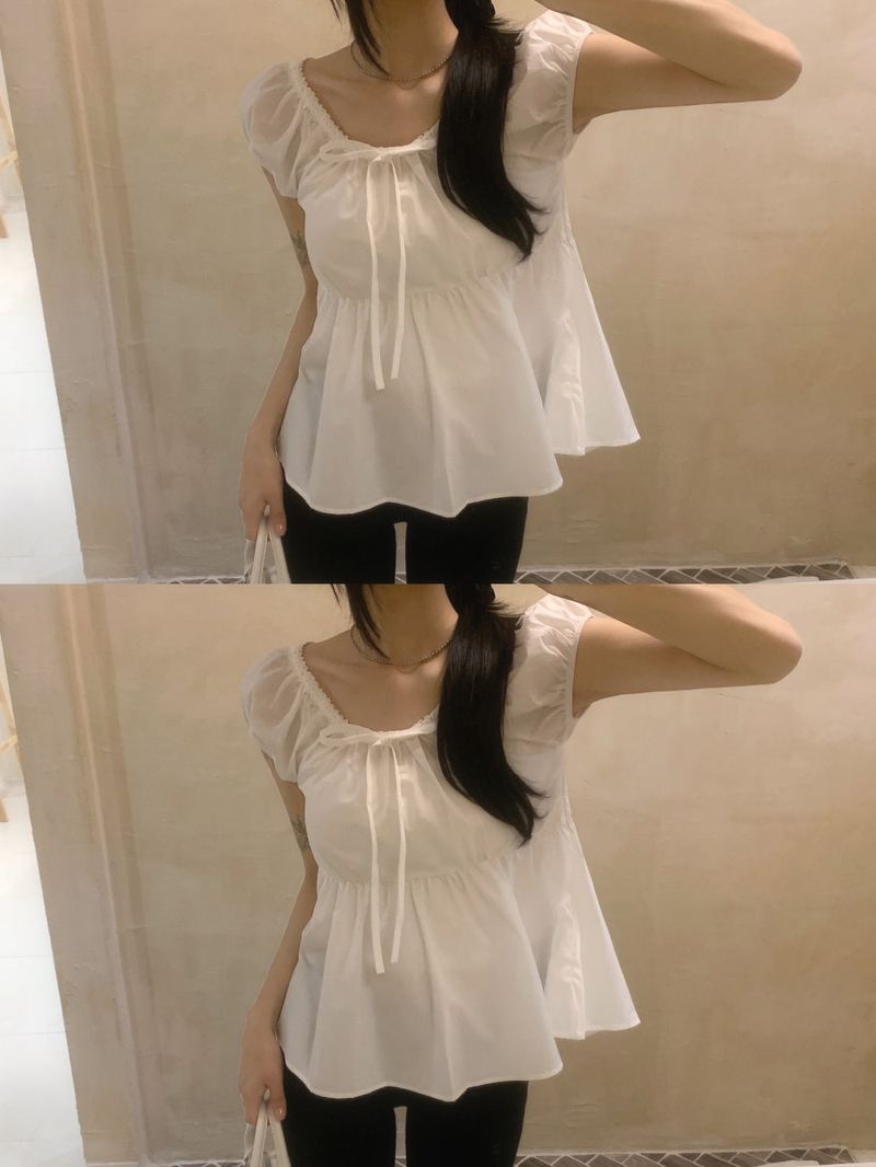 Sugar Lace Babydoll Puff Blouse