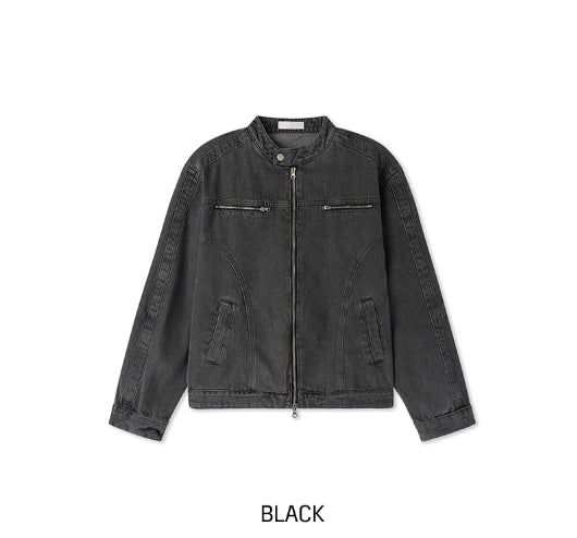 Fade Vintage Denim Biker Jacket