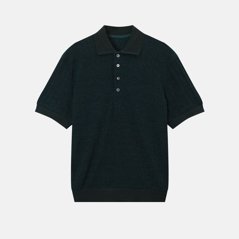 Texture collar knitwear short-sleeve