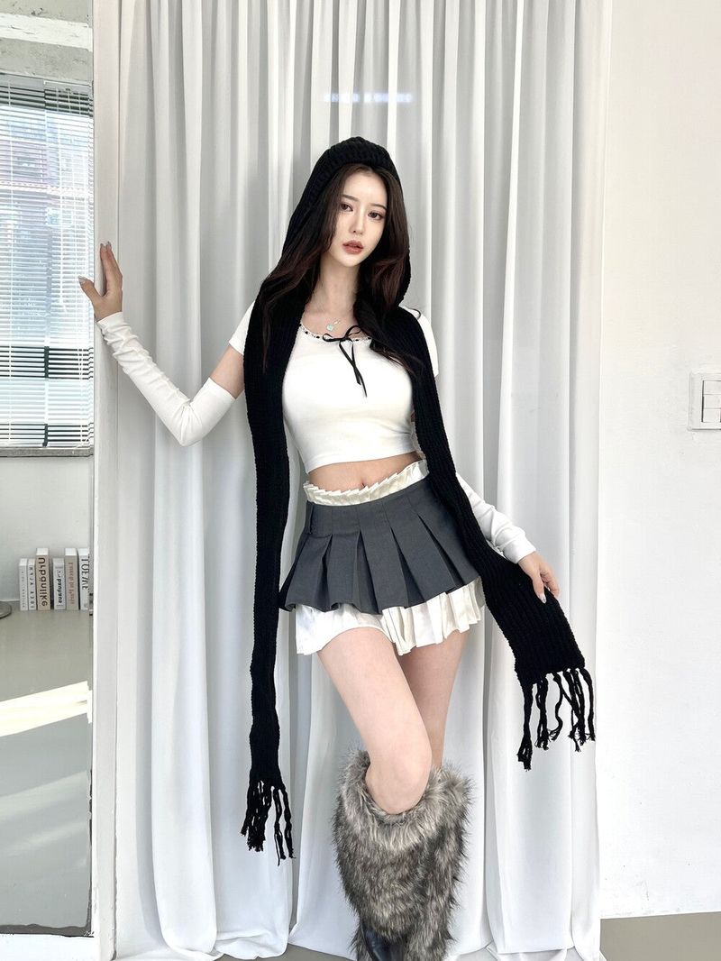 1120. Knit hood muffler (3color)