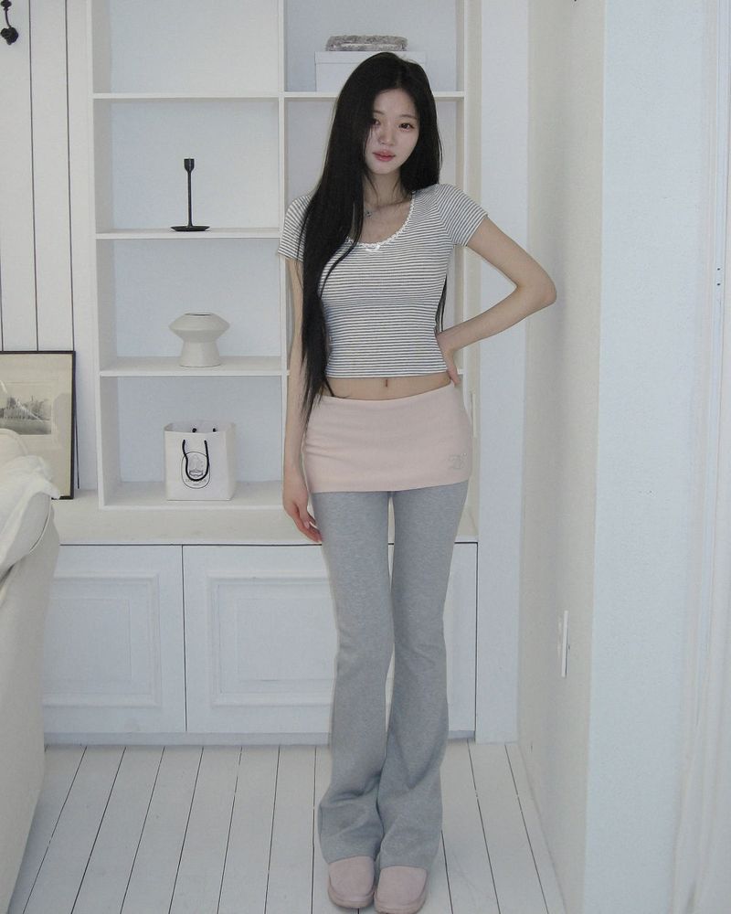 [MADE] Jeweled Cubic Folding Bootcut Sweatpants