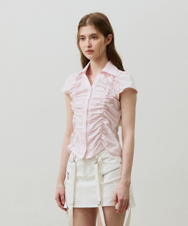 SYLPH SHIRRING SHIRT / PINK