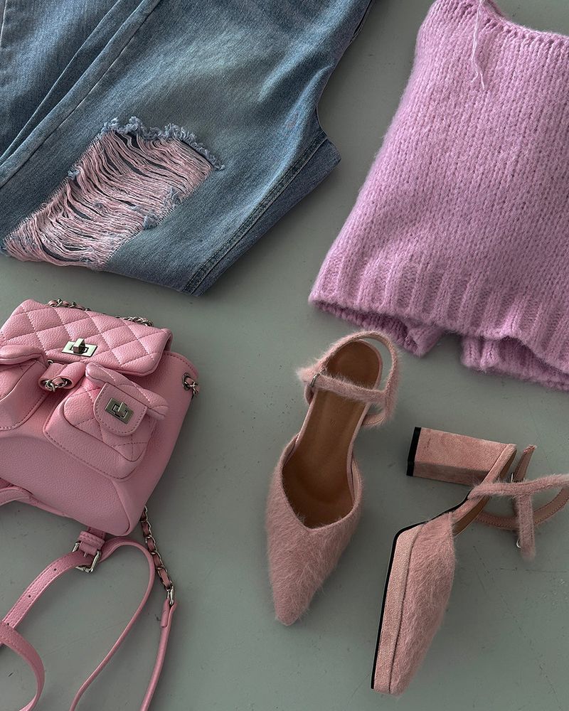Angora strap high heels